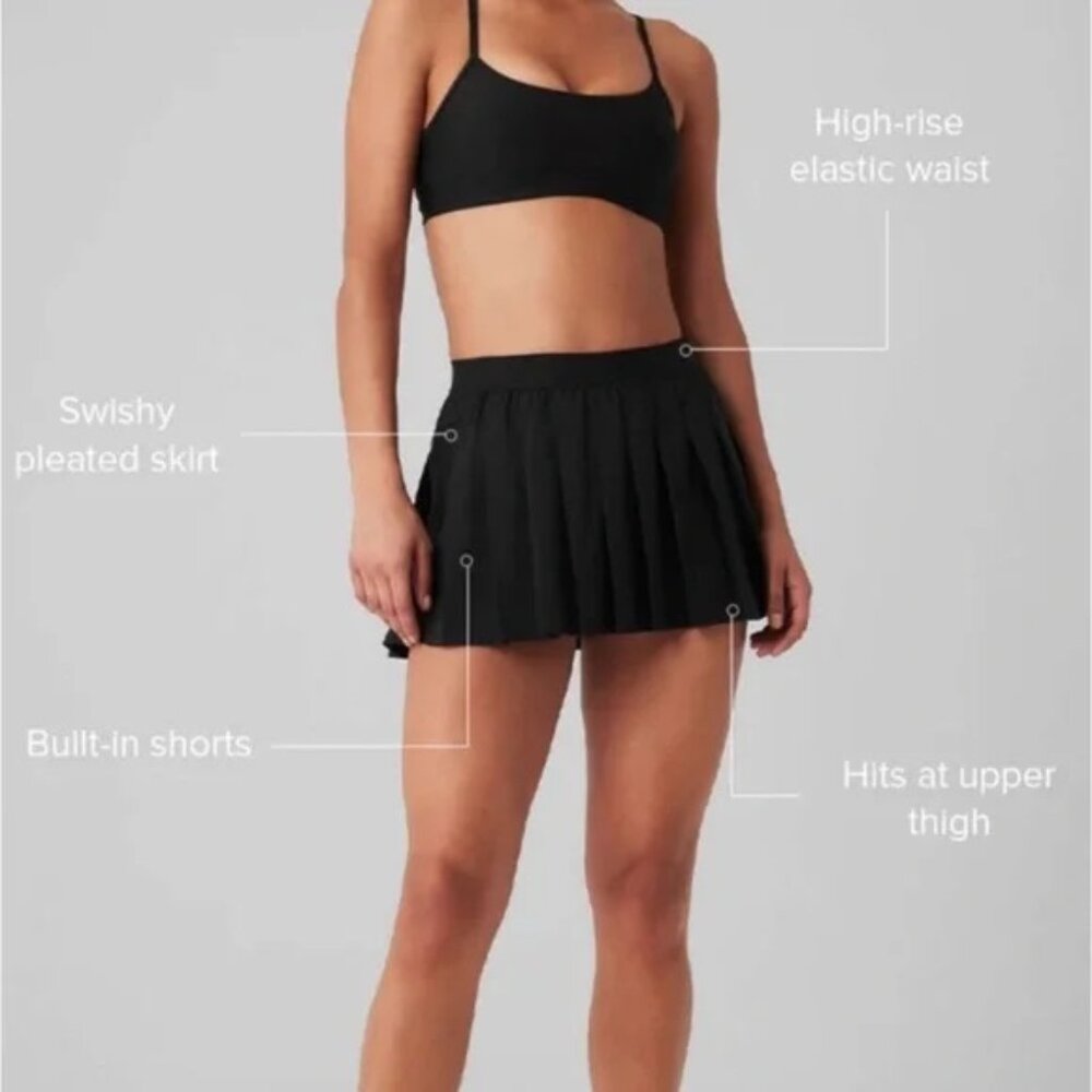 ALO Yoga Varsity Tennis Skirt, Black XXS - Picture 2 of 6